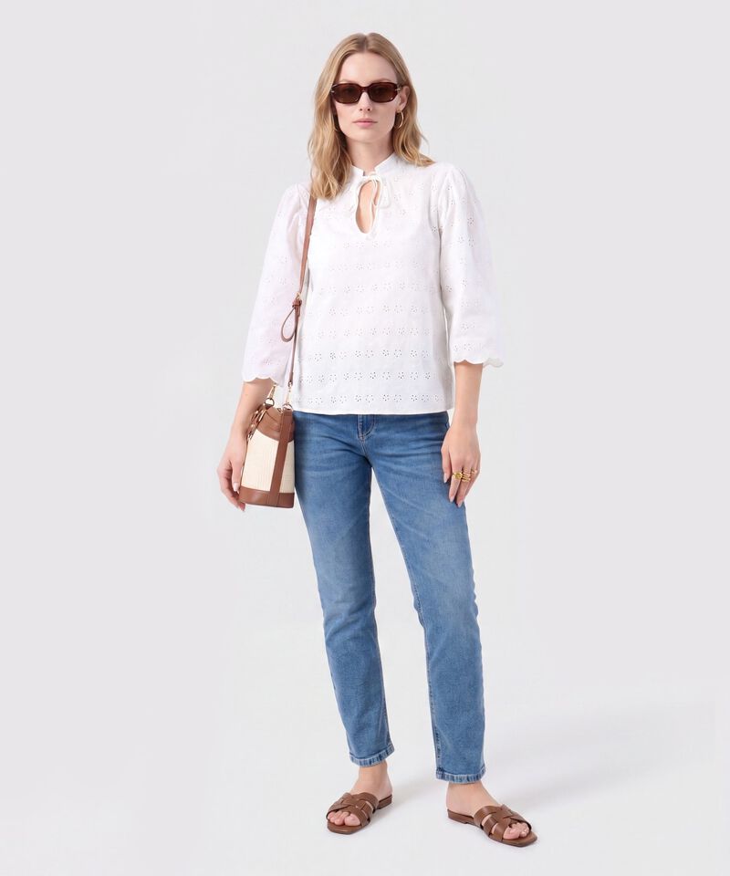 Blusa Unicolor Con Nudo Frontal Para Mujer