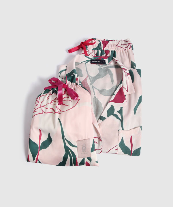 Pijama Camisa Resort, Pantalon Largo Estampado