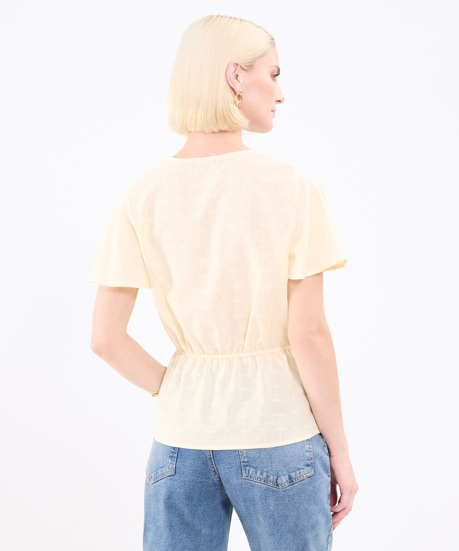 Blusa Unicolor Con Textura