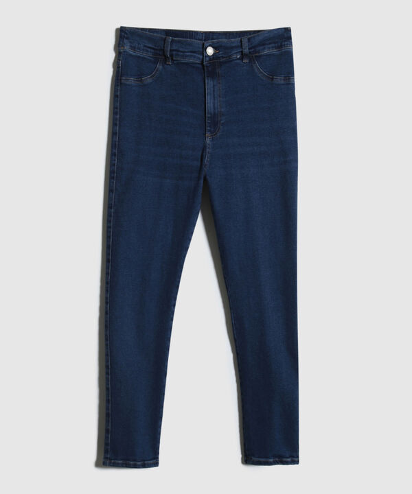 Jean Jegging Con Boton Tono Azul Medio