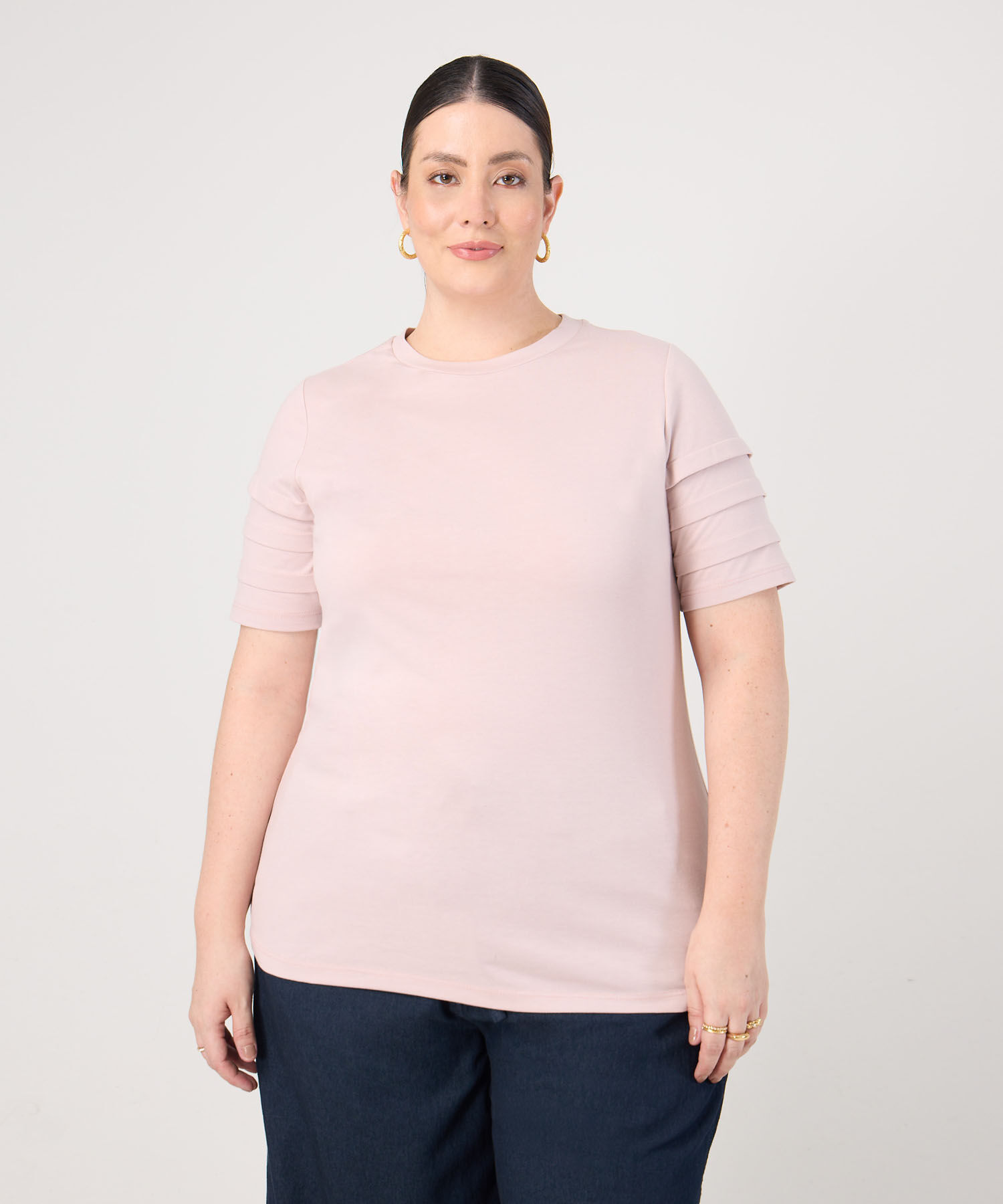 Camiseta Con Detalle En Mangas Para Mujer Curvy