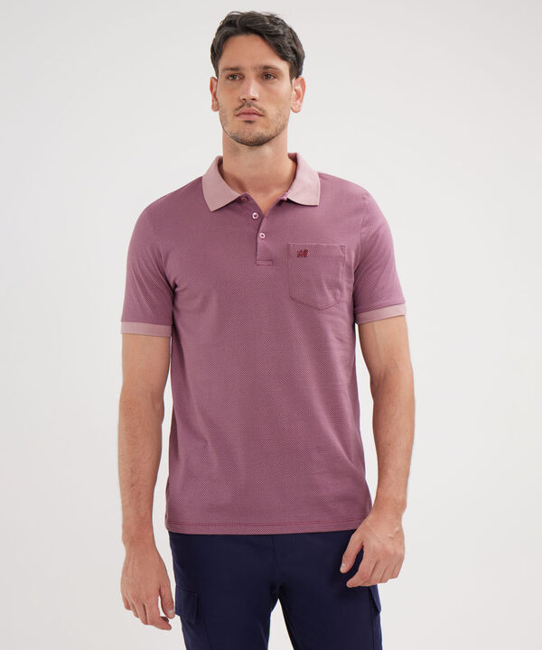 Polo Estampada Cuello Tejido Con Bolsillo
