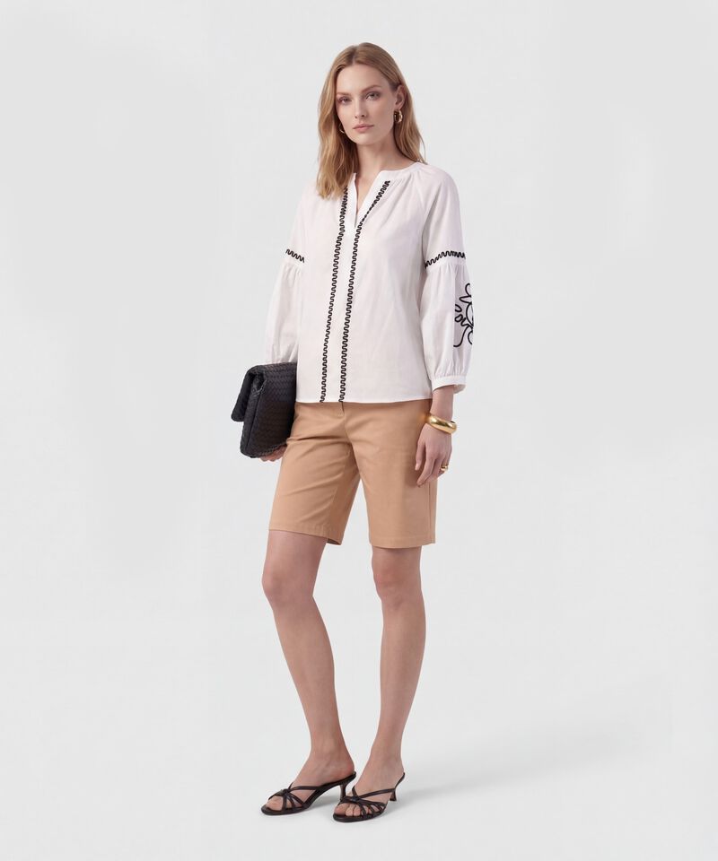 Blusa Unicolor Con Mangas De Volumen Mujer