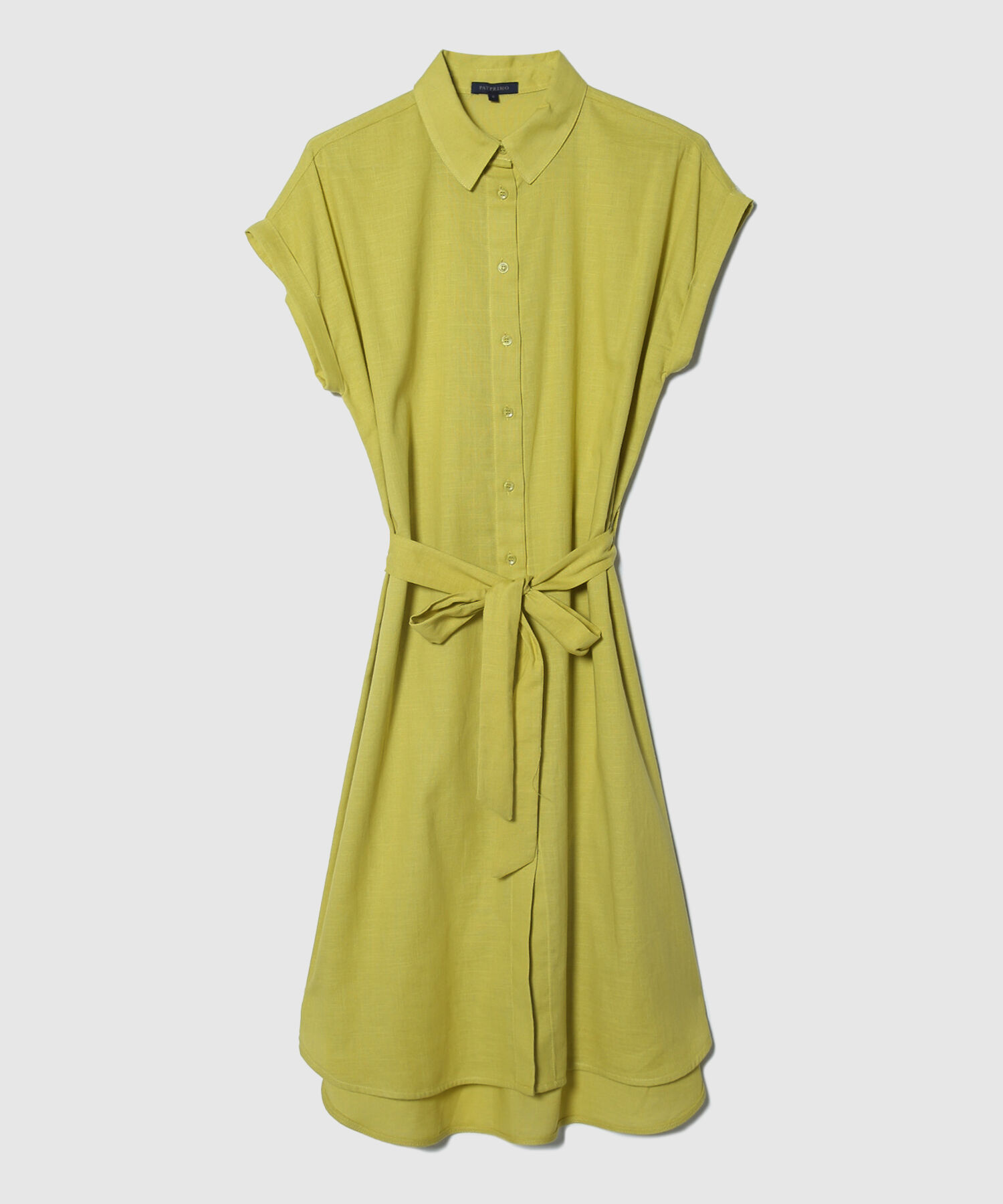Vestido Camisero En Lino Unicolor