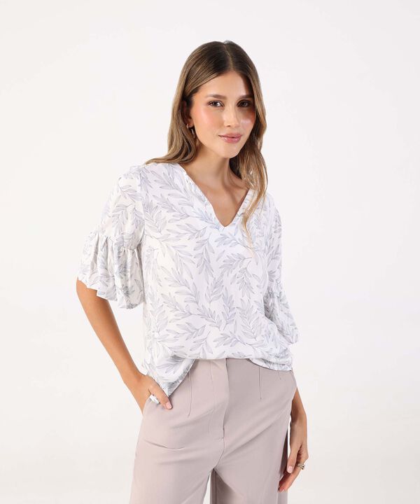 Blusa Estampado de Hojas image number null
