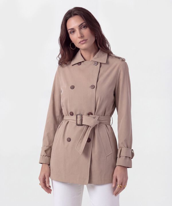 Chaqueta Trench Con Cintur&oacute;n Para Mujer