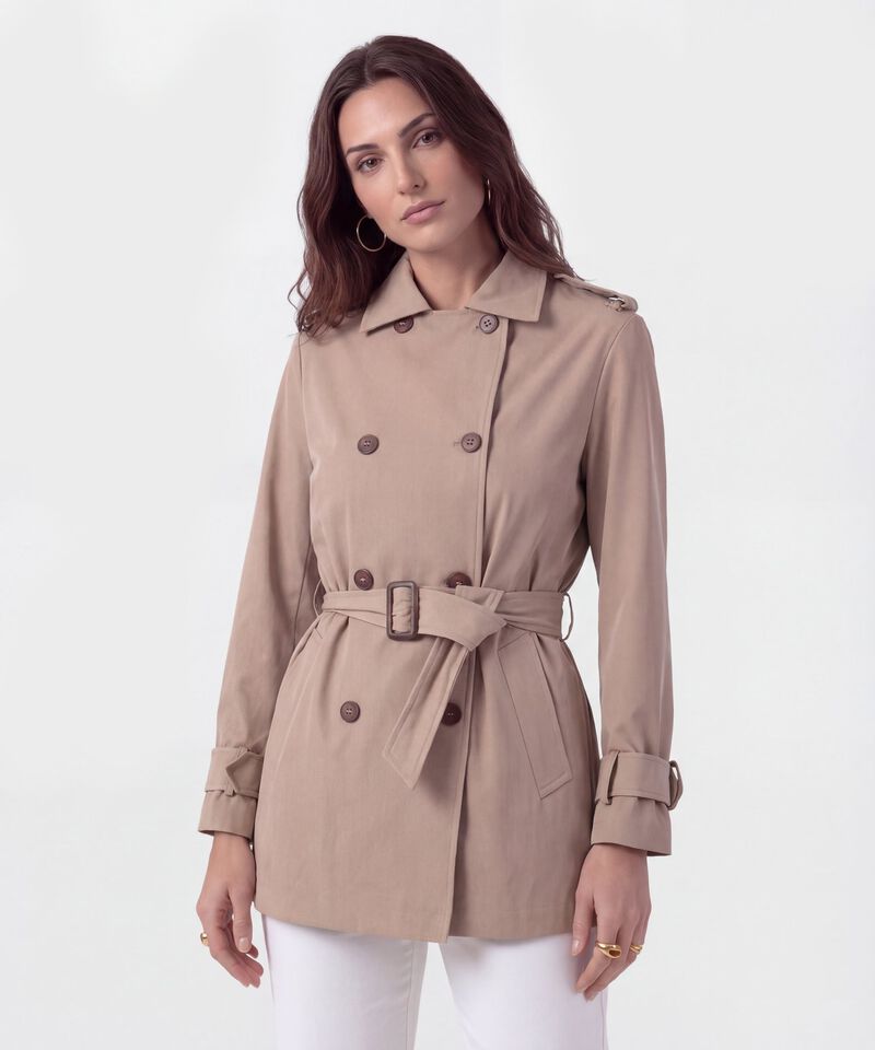 Chaqueta Trench Con Cintur&oacute;n Para Mujer