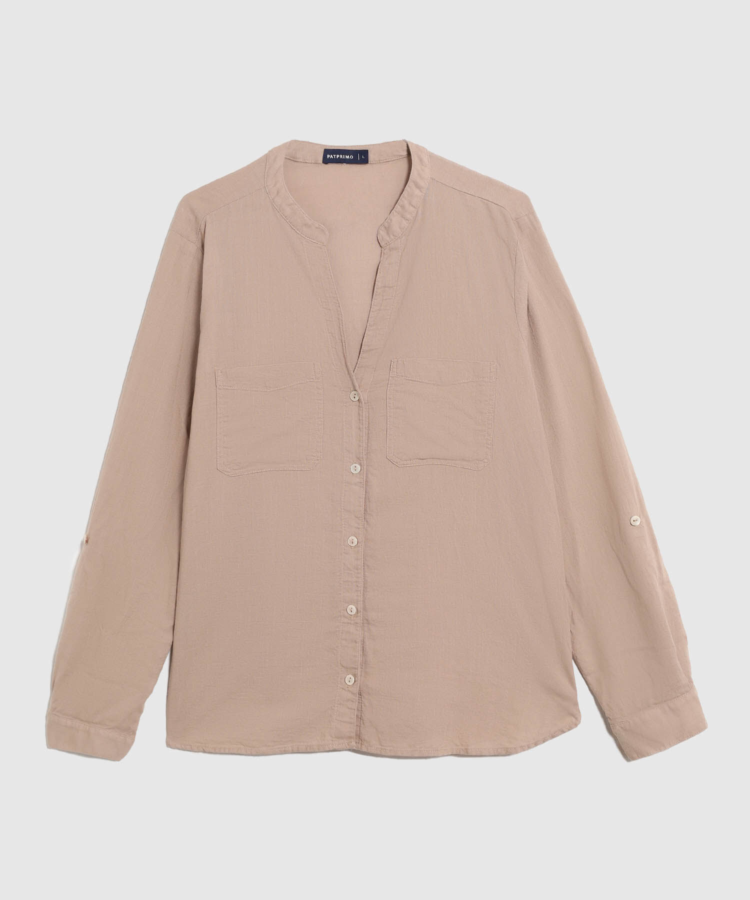 Blusa Fluida con Cuello Mao para Mujer