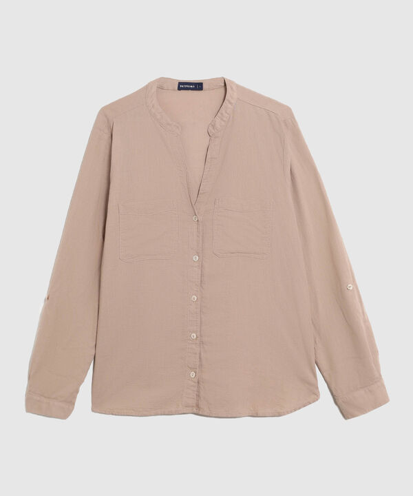 Blusa Fluida con Cuello Mao para Mujer image number null