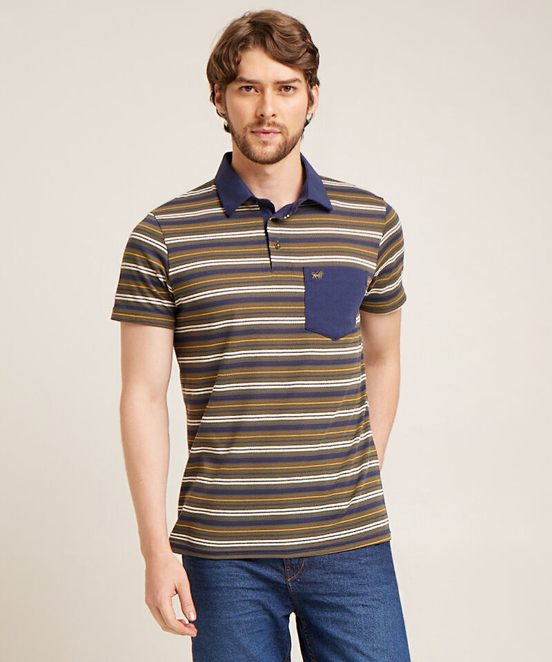 Polo Preteñida, Cuello Duro Con Bolsillo Y Pechera Unicolor, Silueta Regular Fit, Sunset Dust Línea Moda