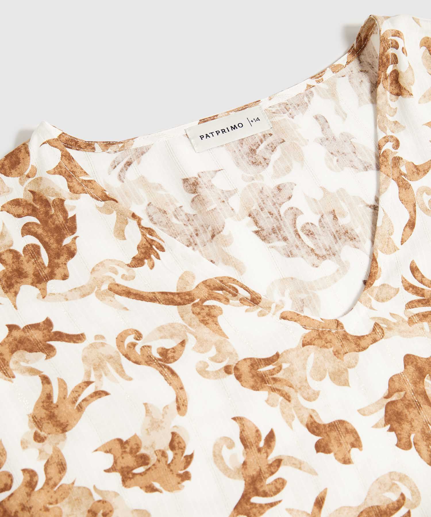 Blusa Estampada Escote En V Para Mujer