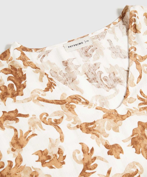 Blusa Estampada Escote En V Para Mujer image number null
