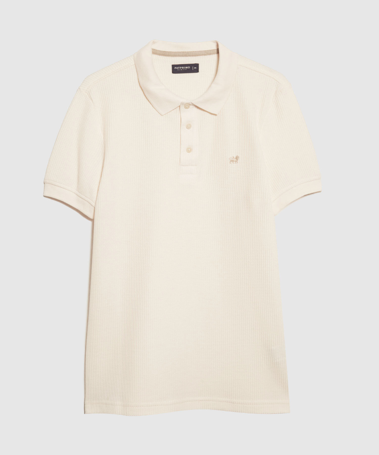 Polo Unicolor Con Textura, Cuello Y Puños Tejidos