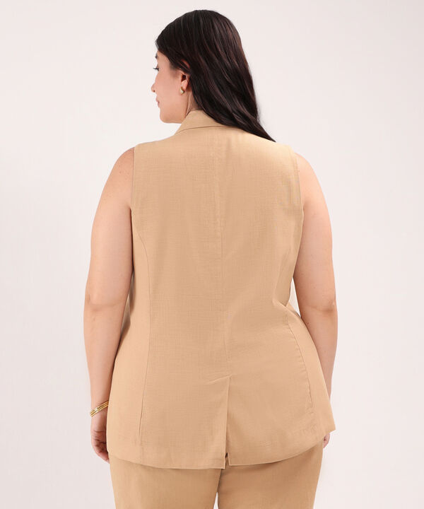 Chaleco Unicolor Con Bolsillos De Ribete