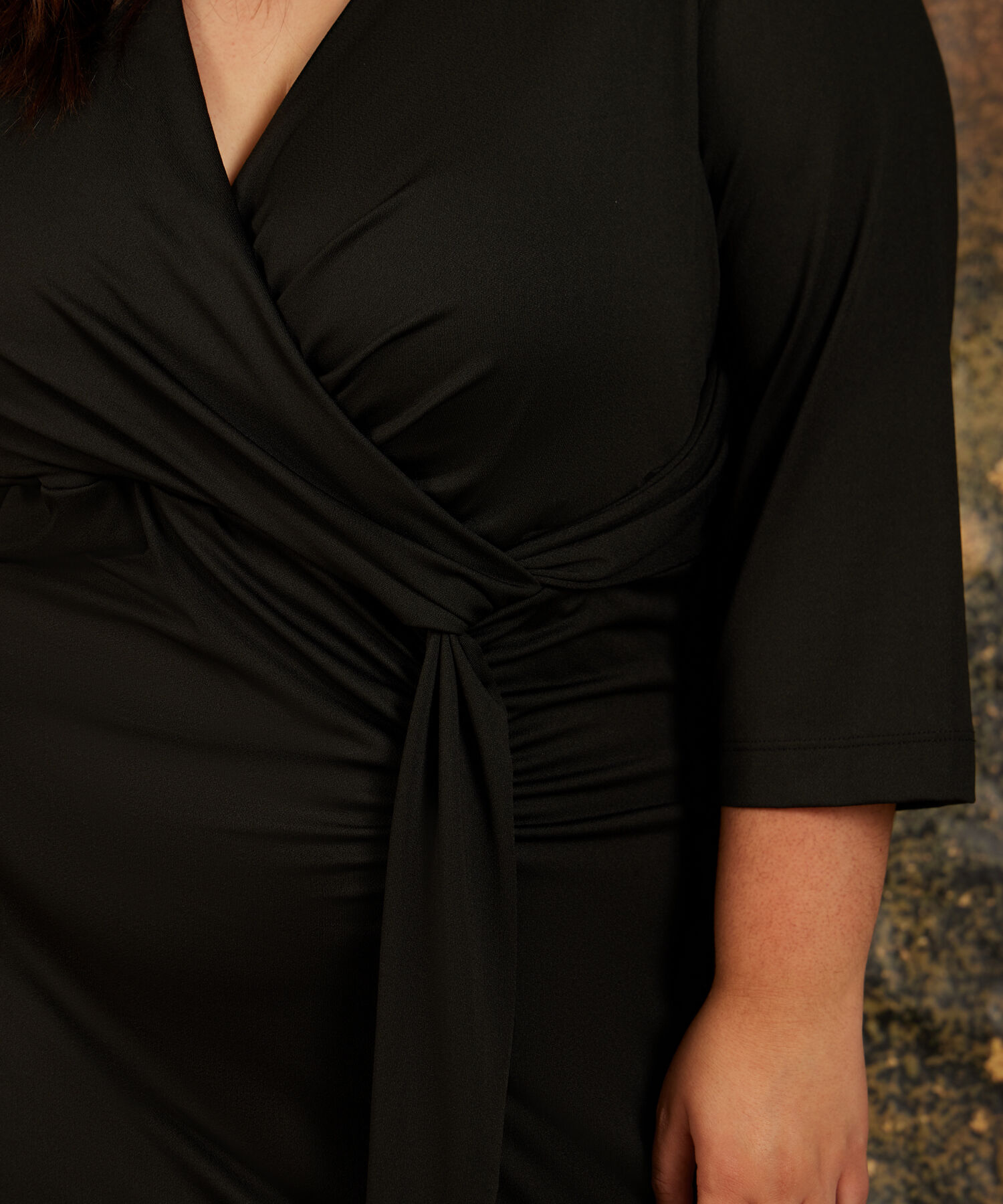 Vestido Manga 3/4 Con Entorchado