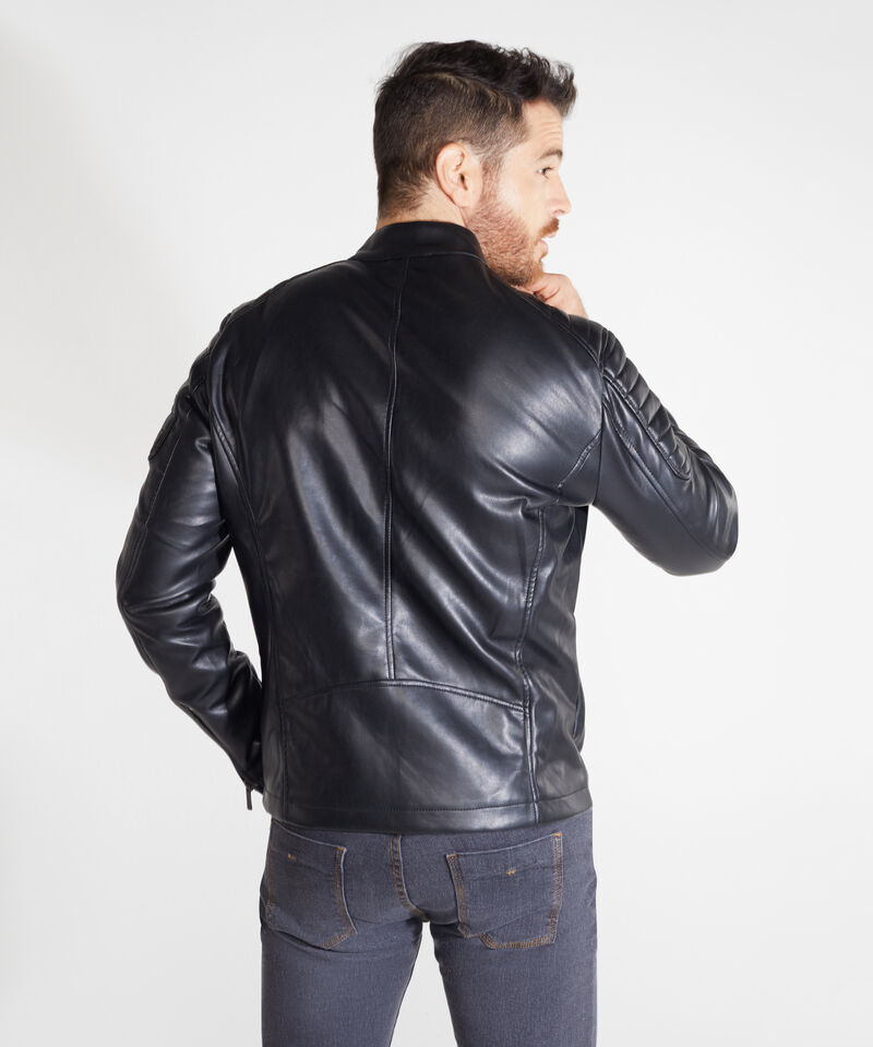 Chaqueta De Cuero Sint&eacute;tico Para Hombre