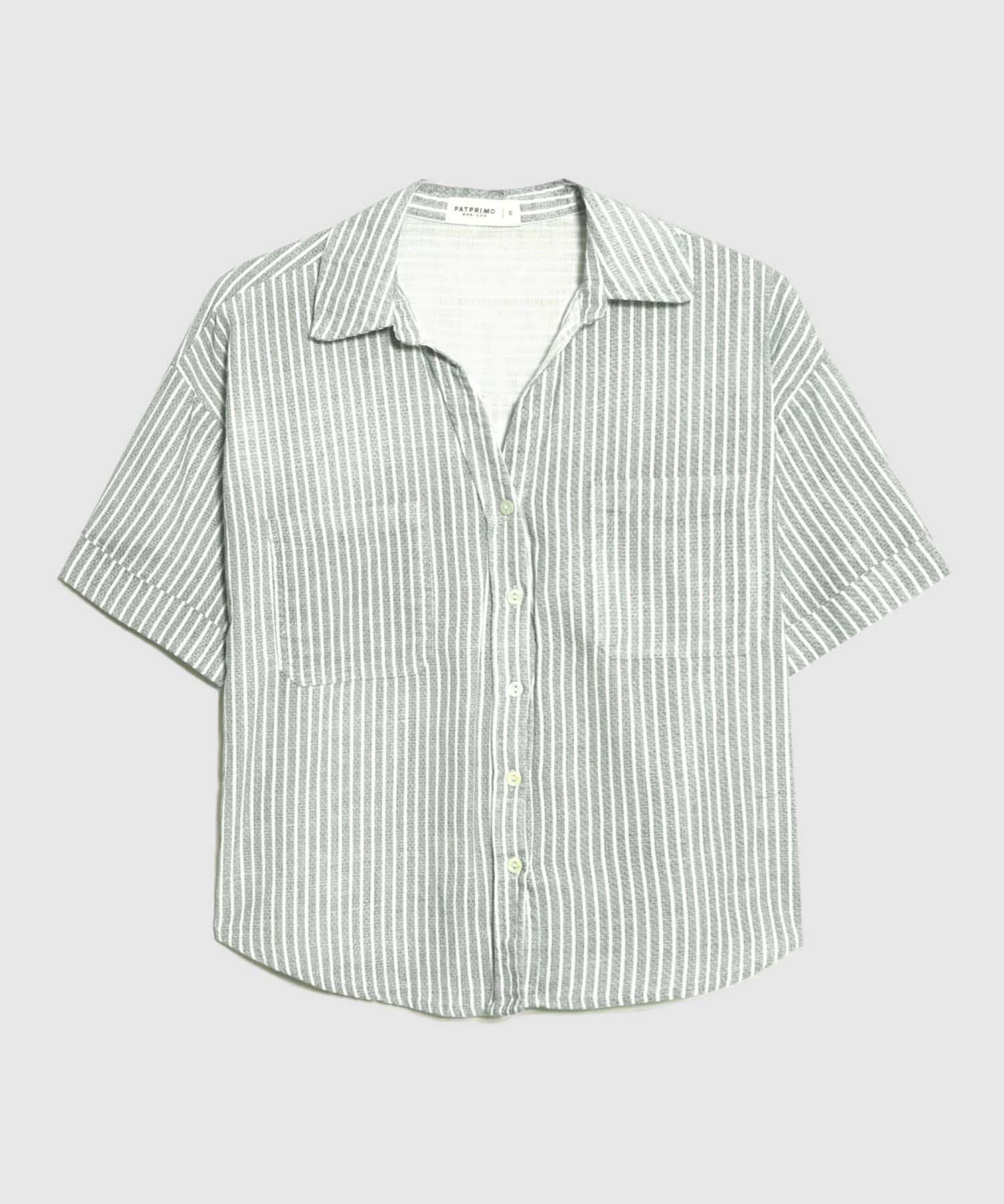 Camisa Estampada en Efecto Lino