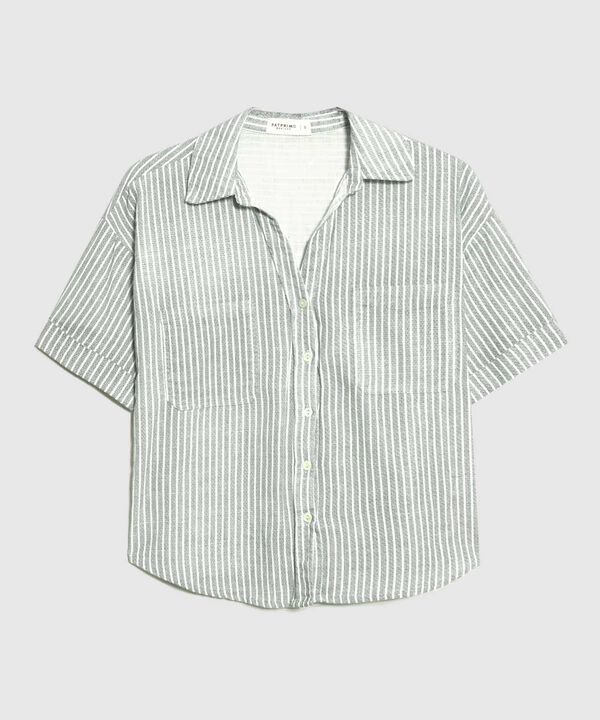 Camisa Estampada en Efecto Lino