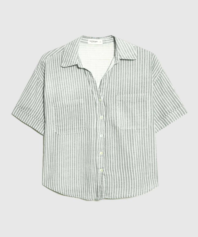 Camisa Estampada en Efecto Lino