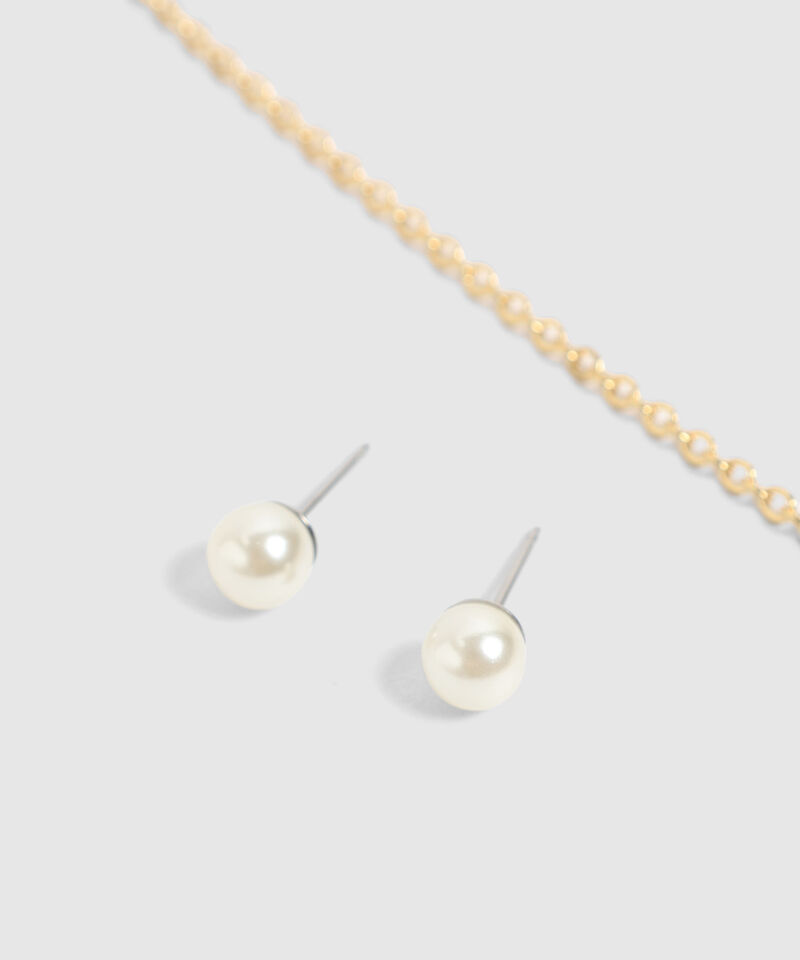 Set Collar Aretes Perlas Mujer