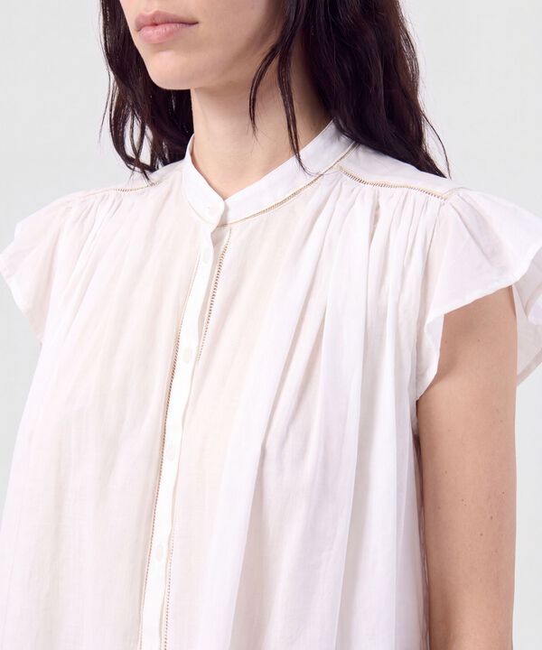 Blusa Cuello Alto con Vuelos Mujer