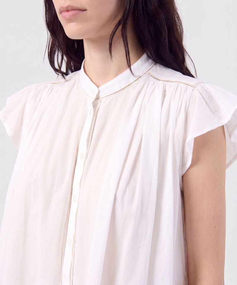 Blusa Cuello Alto con Vuelos Mujer