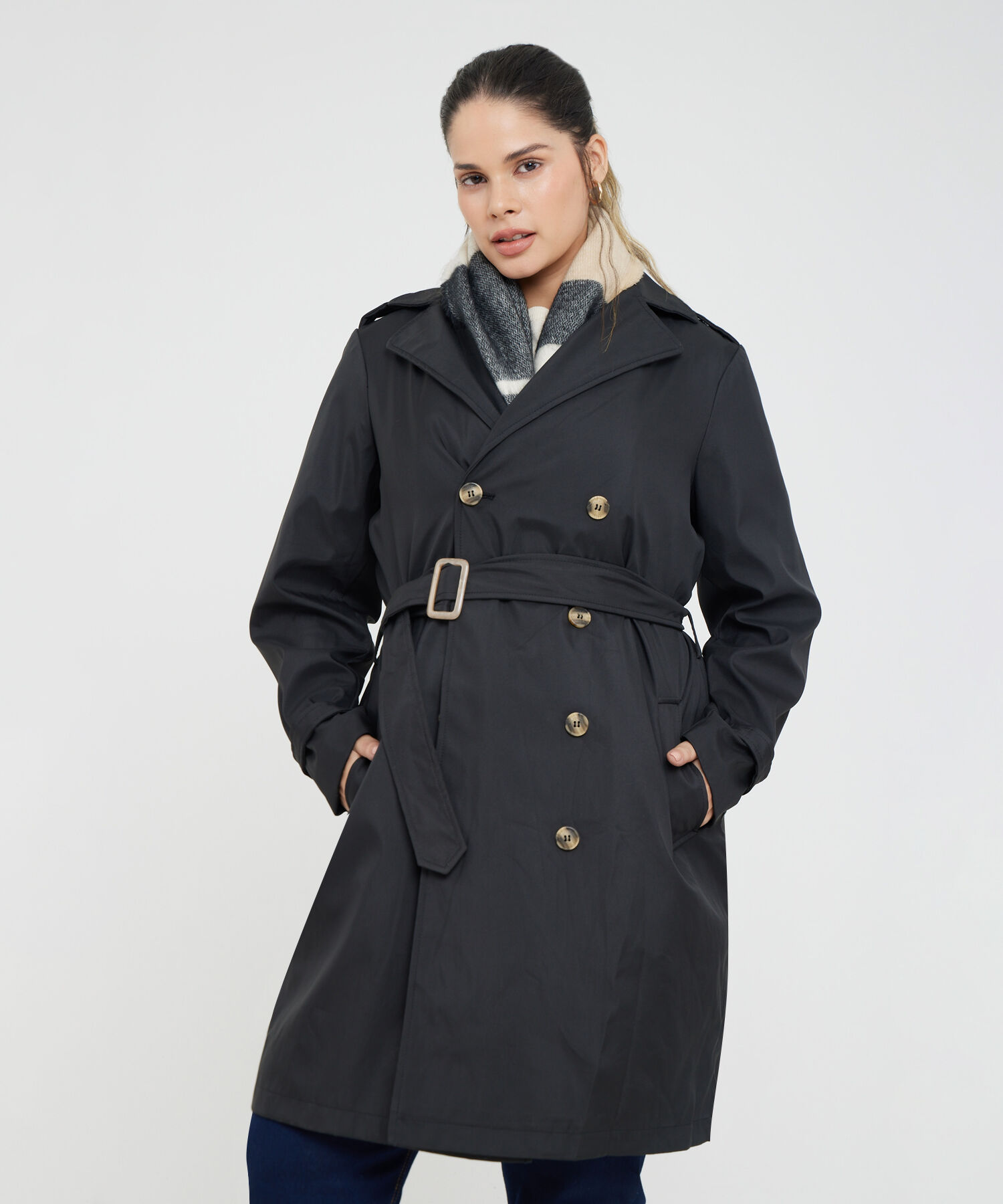 Chaqueta Tipo Trench Con Doble Abotonadura