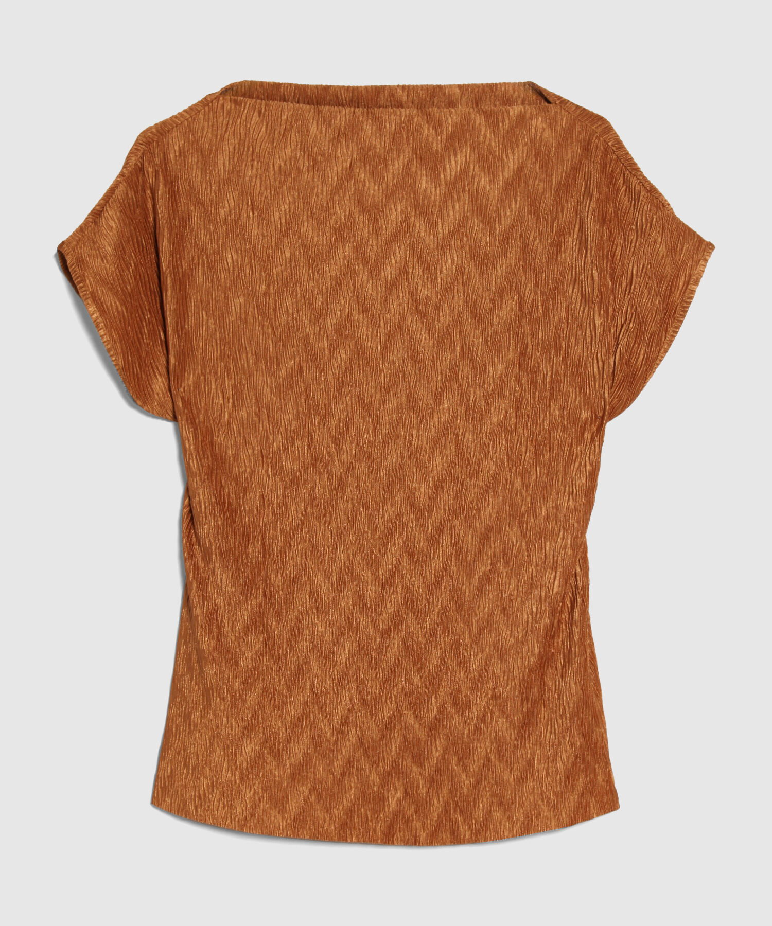 Blusa Plisada Manga Sisa, Cuello Redondo Y Silueta Holgada