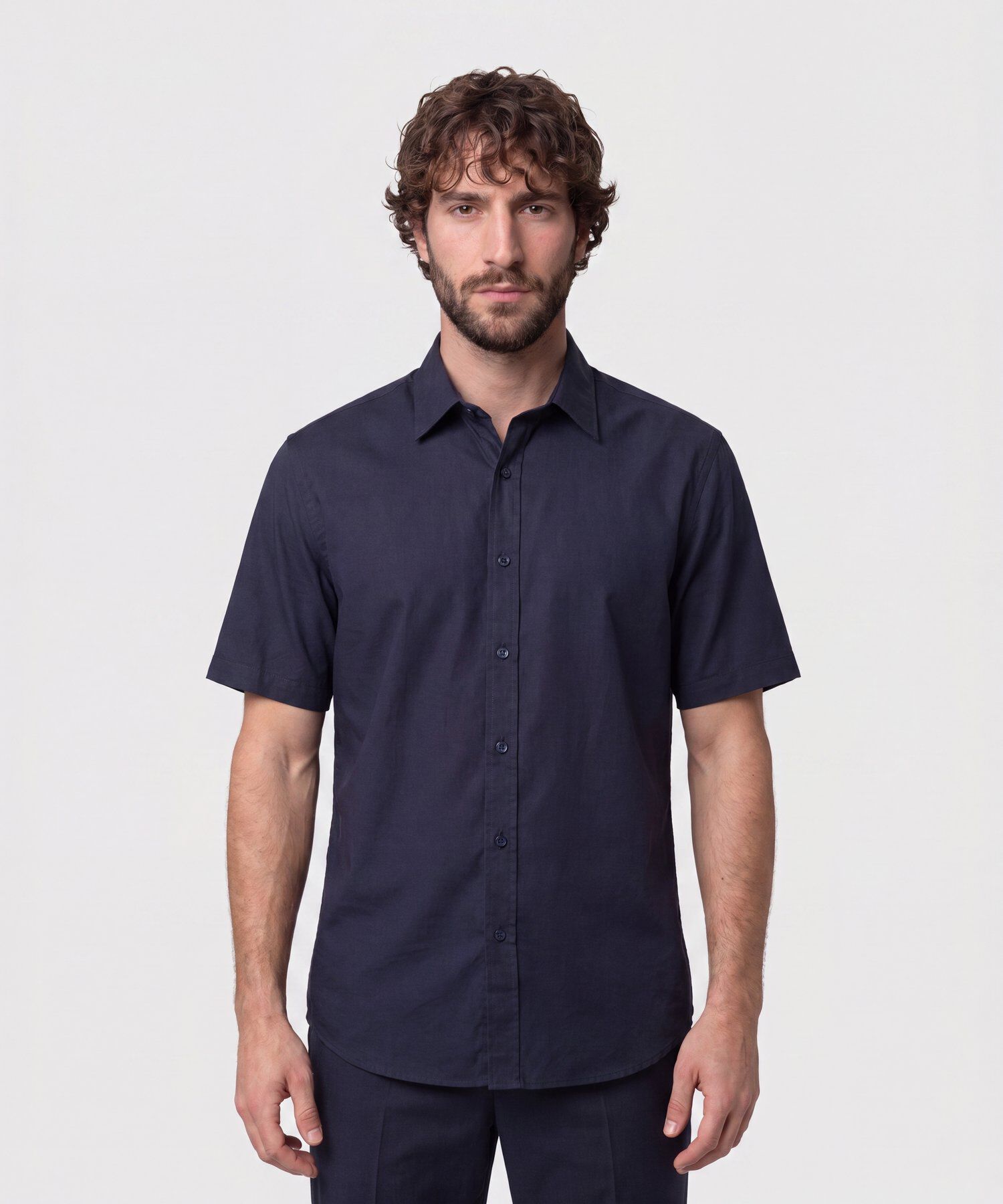 Camisa Manga Corta Unicolor Para Hombre