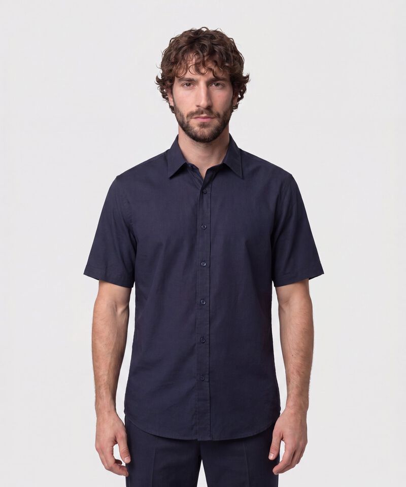 Camisa Manga Corta Unicolor Para Hombre