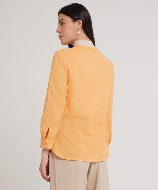 Blusa  Manga Larga Con Bolsillo Unicolor image number null