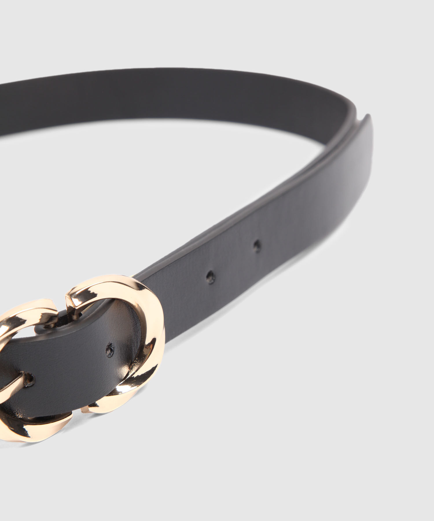 Cinturón Negro Delicado Con Hebilla Dorada Mujer