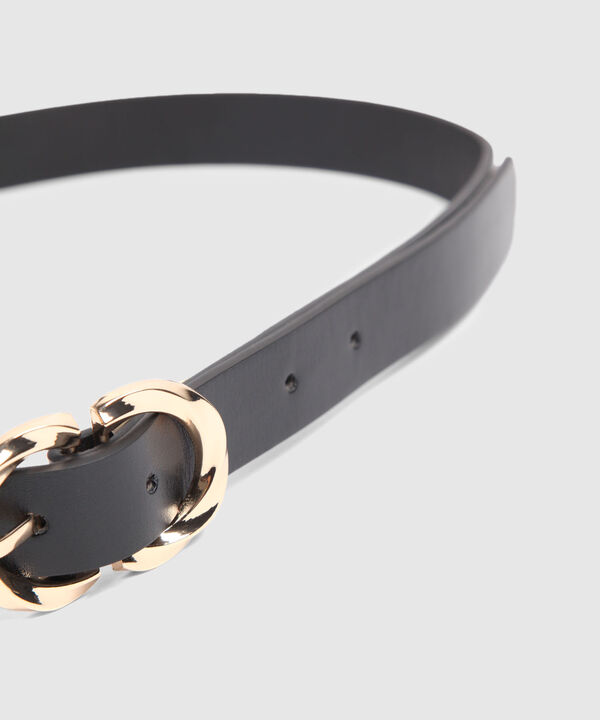 Cinturón Negro Delicado Con Hebilla Dorada Mujer image number null