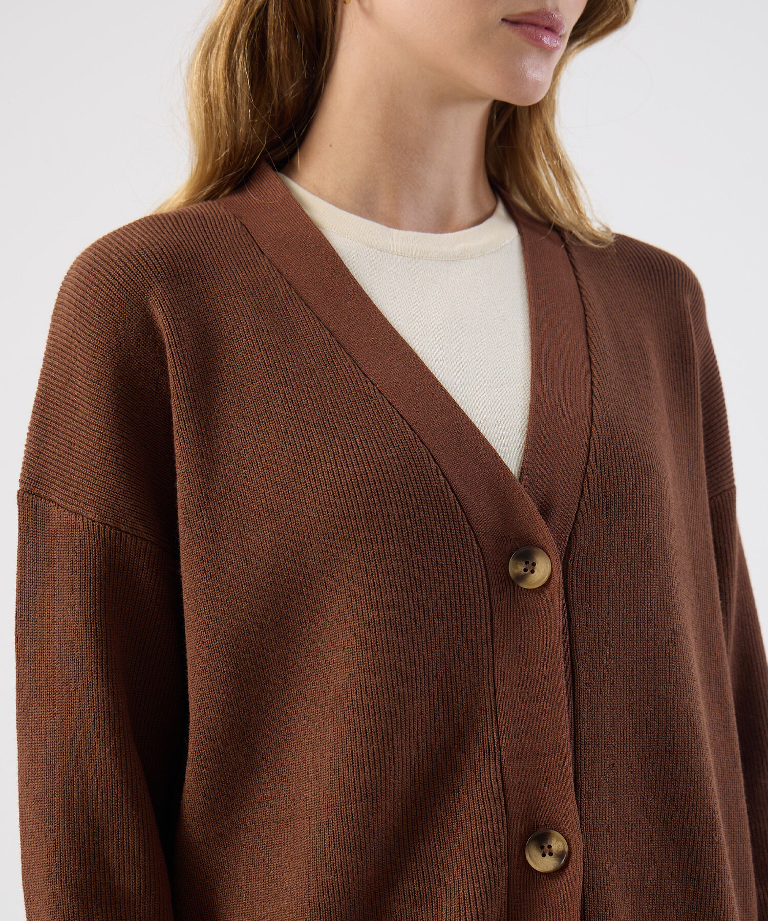 C&aacute;rdigan Mujer Largo Escote V Bolsillos Frontales