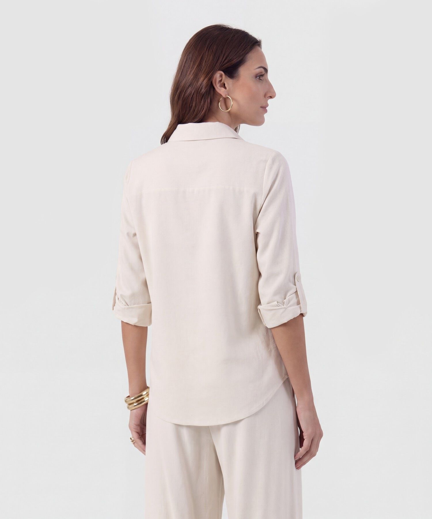 Camisa Unicolor Con Charretera Para Mujer