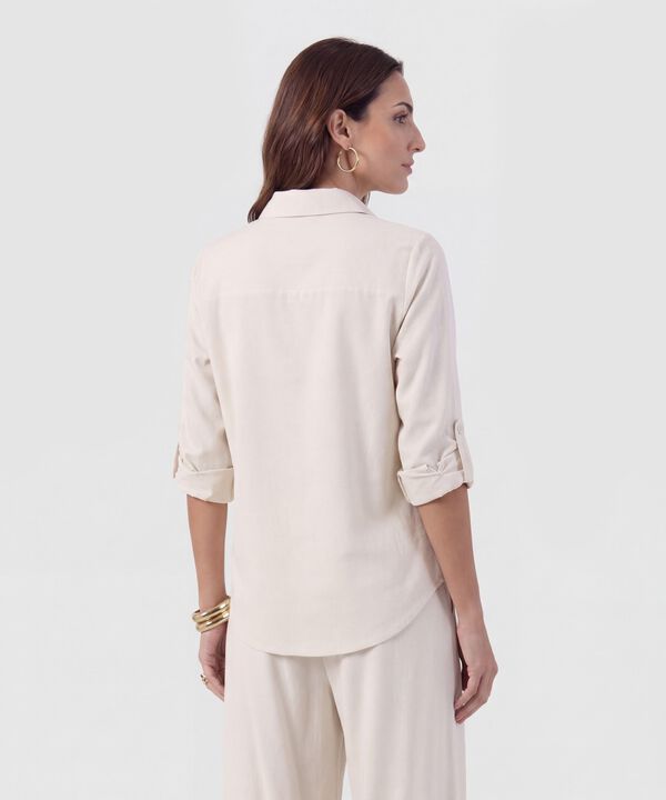 Camisa Unicolor Con Charretera Para Mujer