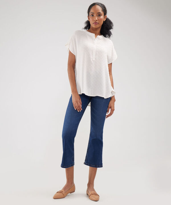Blusa Unicolor Textura Manga Corta