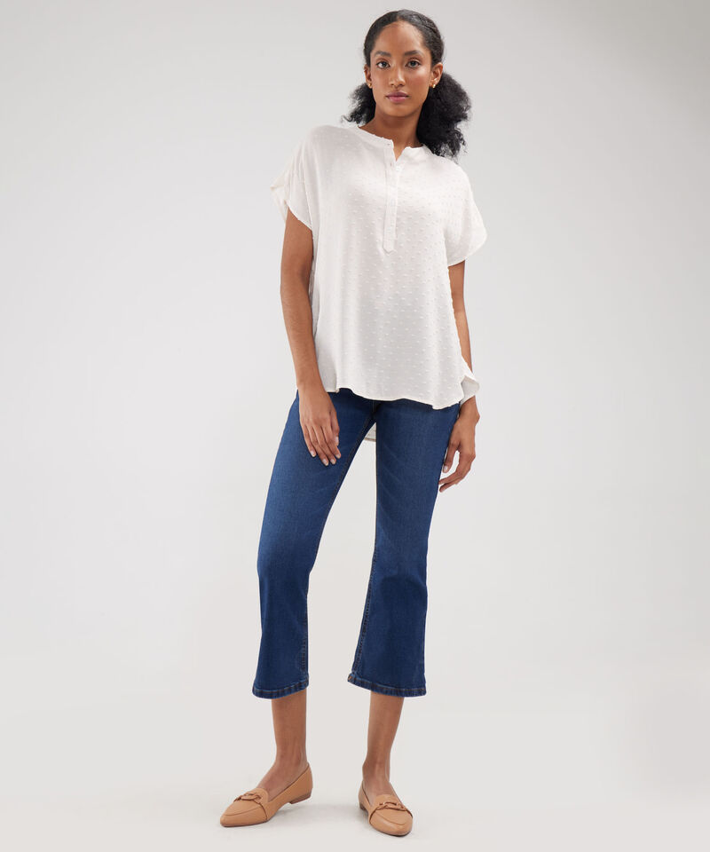 Blusa Unicolor Textura Manga Corta