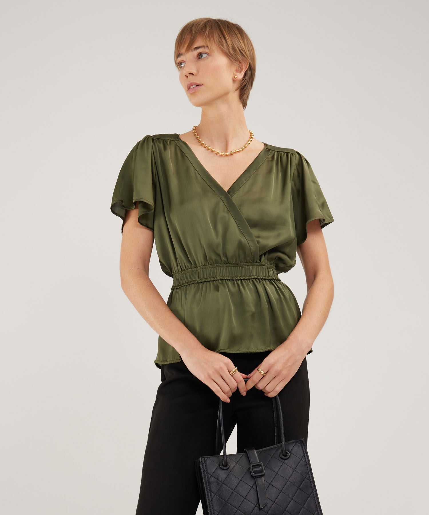 Blusa Manga Corta Con Encauchado En Cintura Compra Online PATPRIMO
