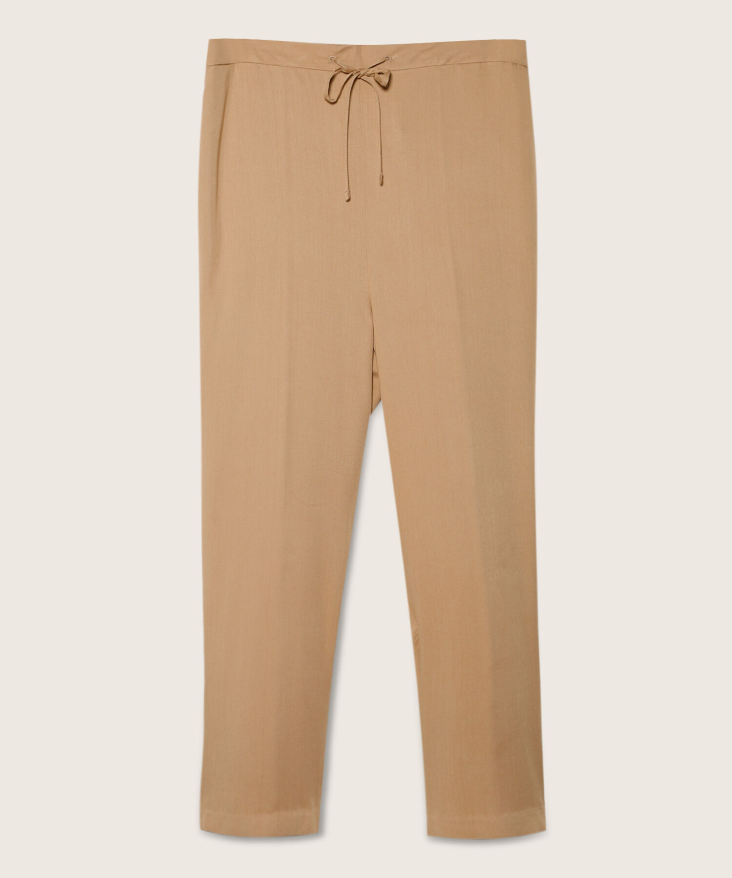 Pantalón Recto Unicolor con Cordón De Amarre