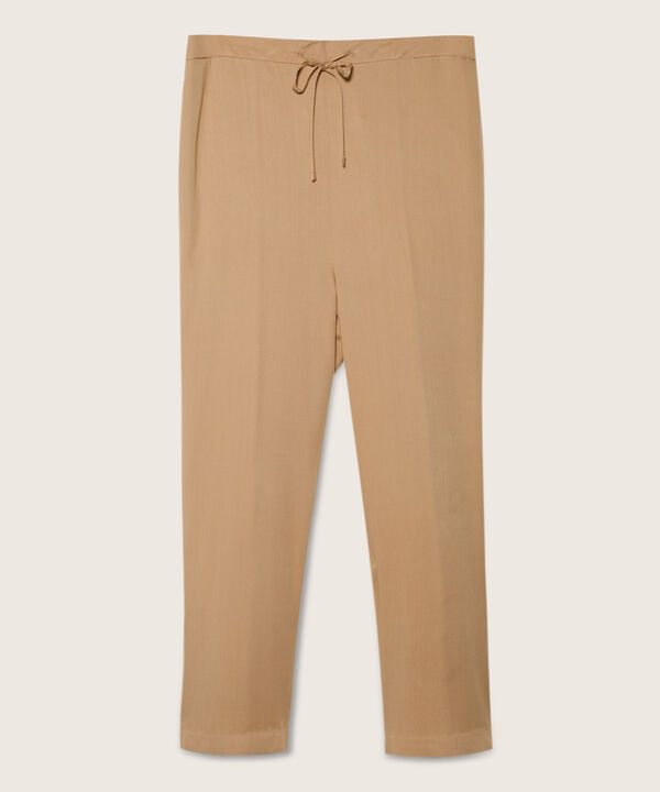 Pantalón Recto Unicolor con Cordón De Amarre