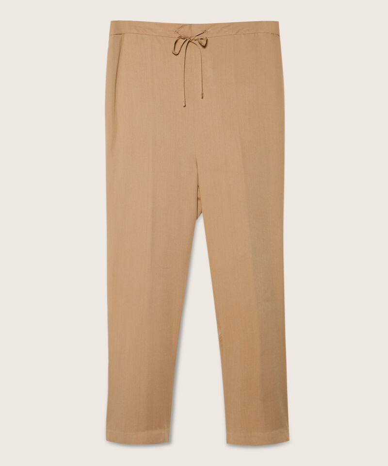 Pantalón Recto Unicolor con Cordón De Amarre