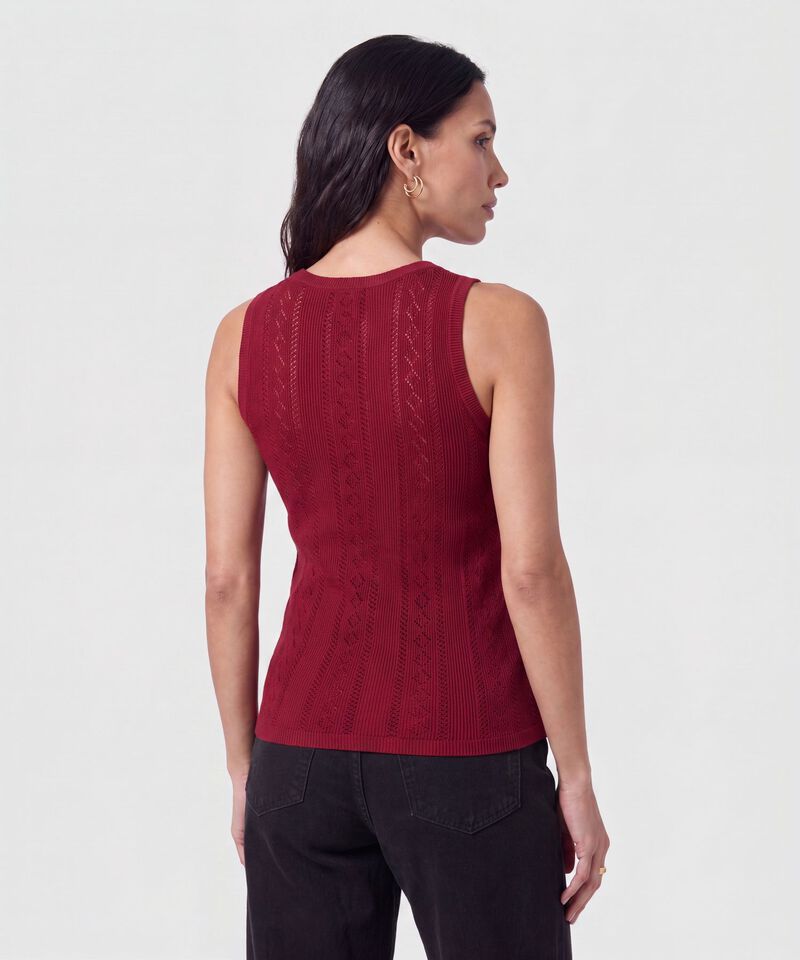 Camiseta Sin Mangas Tejido Calado Mujer