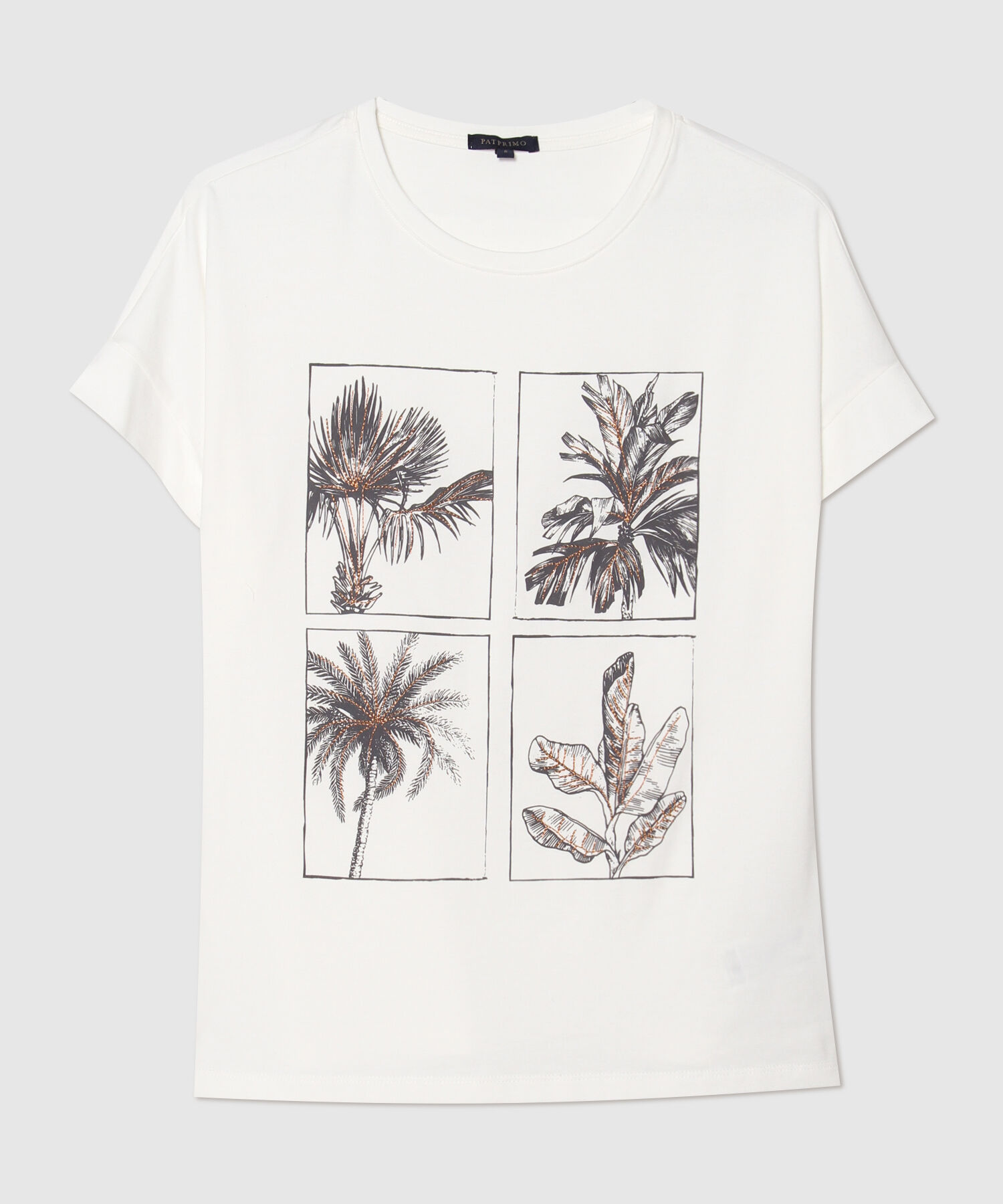 Camiseta Manga Corta Unicolor Con Screen Y Bordado