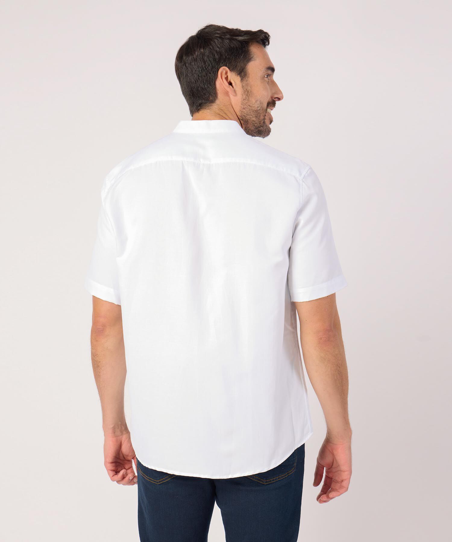 Camisa Unicolor Cuello Mao Con Bolsillo 