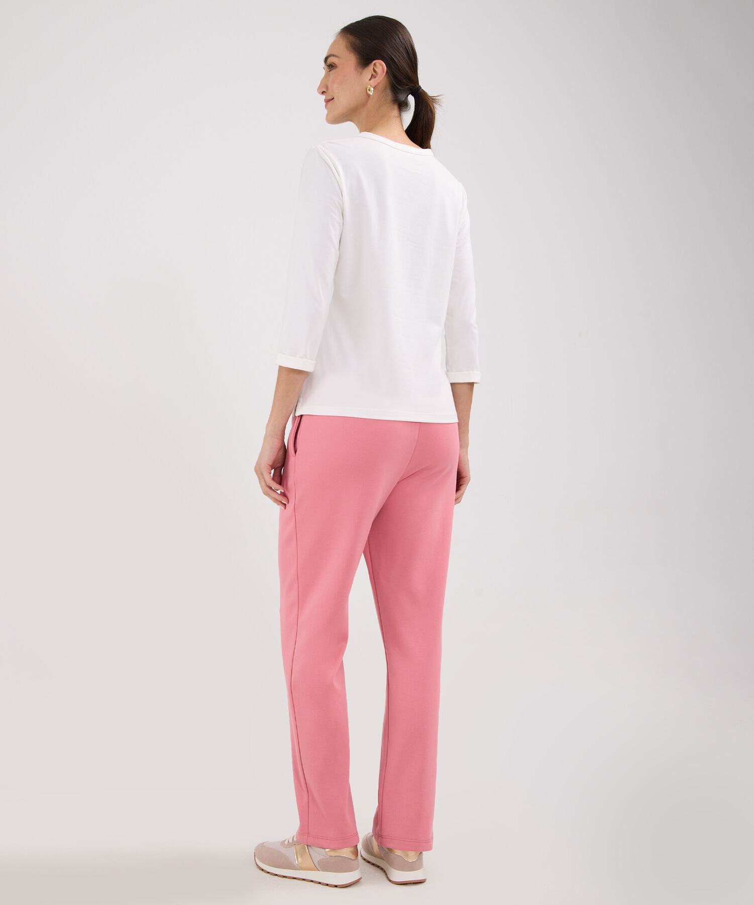 Sudadera Dos Piezas  Camiseta Escote Redondo Con Screen Y Pantalon Recto Unicolor