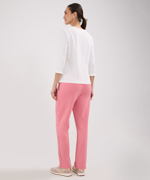 Sudadera Dos Piezas  Camiseta Escote Redondo Con Screen Y Pantalon Recto Unicolor