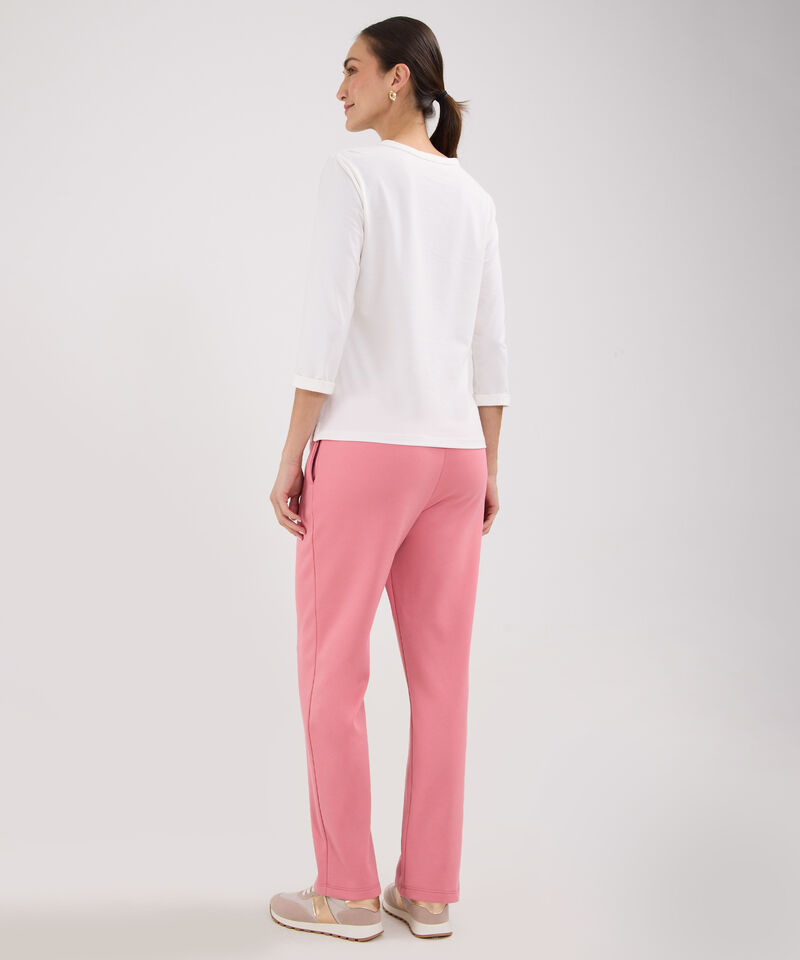 Sudadera Dos Piezas  Camiseta Escote Redondo Con Screen Y Pantalon Recto Unicolor