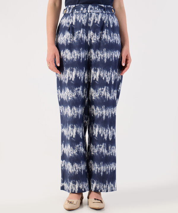 Pantalón Fluido Estampado Tie-Dye Azul image number null