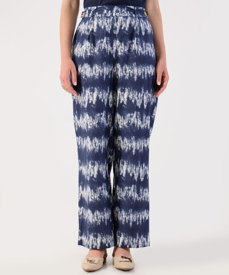 Pantalón Fluido Estampado Tie-Dye Azul